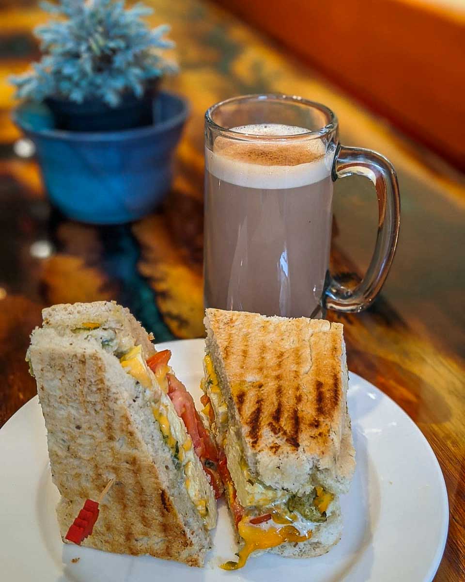 A coffee and a sandwich at the Modern Bakeshop and Cafe in Revelstoke