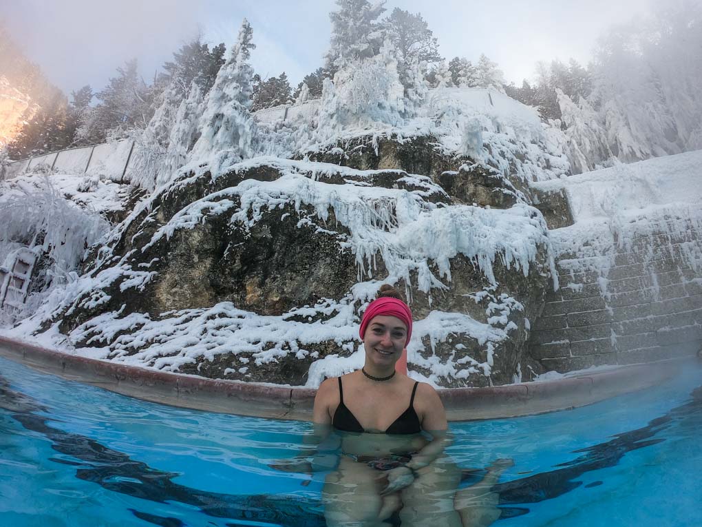 sitting in the Radium Hot Springs