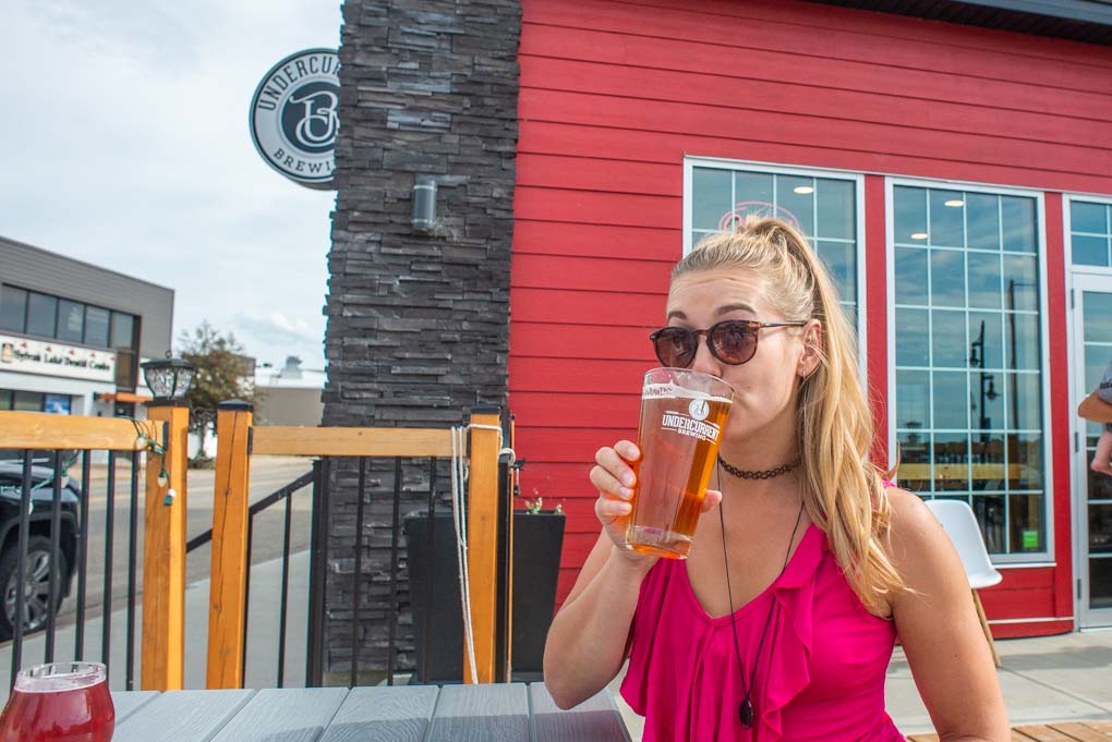 drinking local craft beer in Sylvan Lake