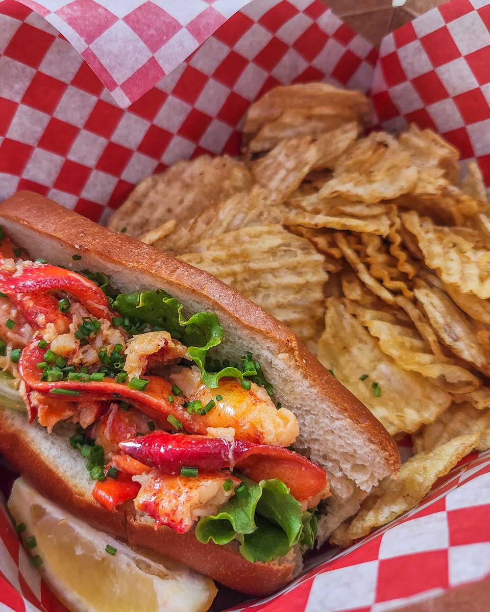 Close up of Lobster Roll from The Lobster Man, Granville Island