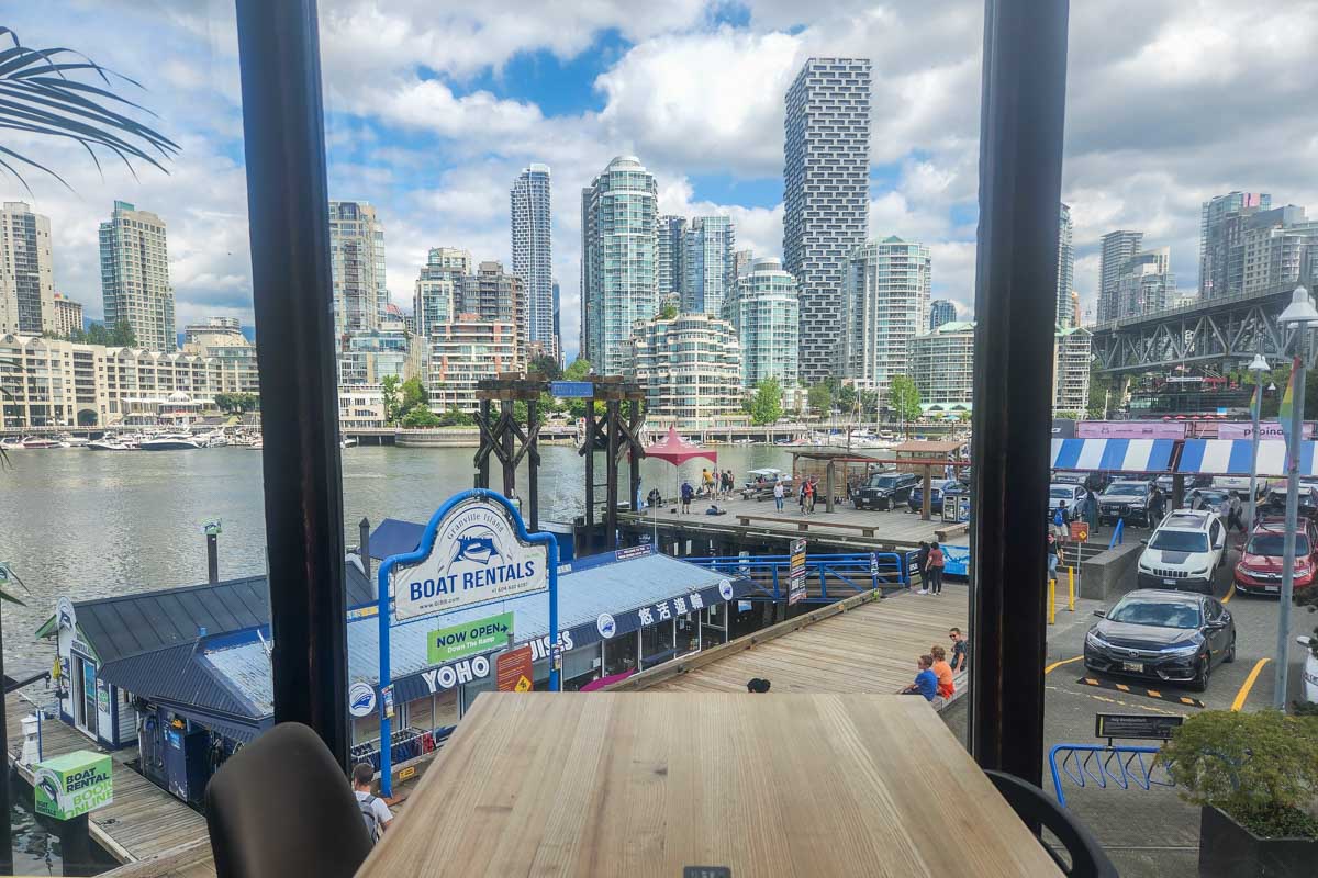 View from Tap and Barrel table on Granville Island