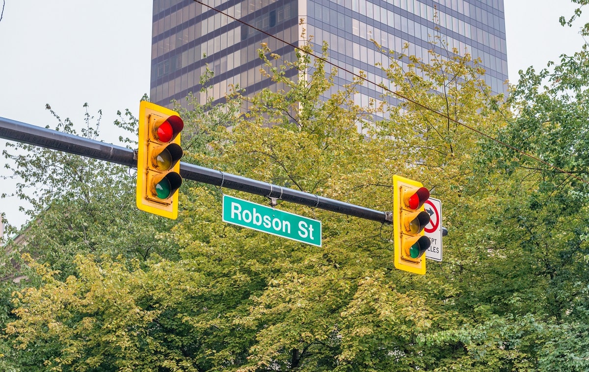 Robson Street sign in Vancouver
