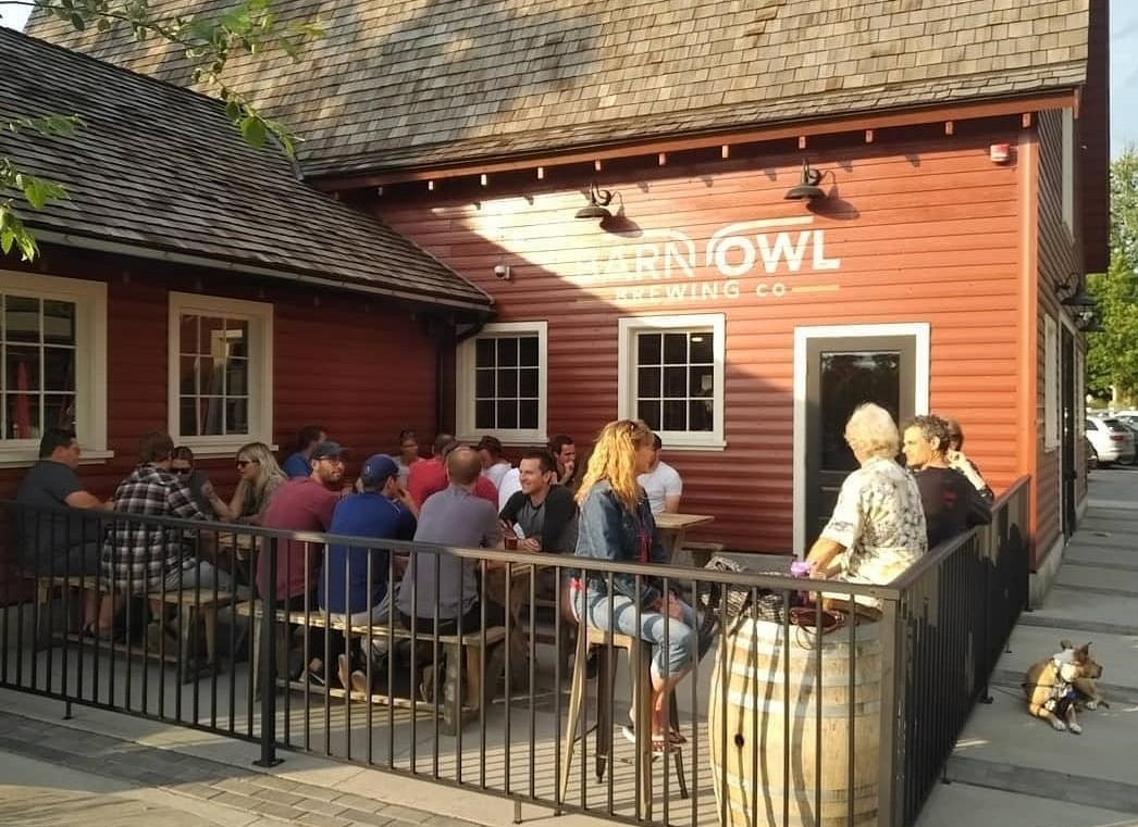 the patio at Barn Owl Brewing in Kelowna
