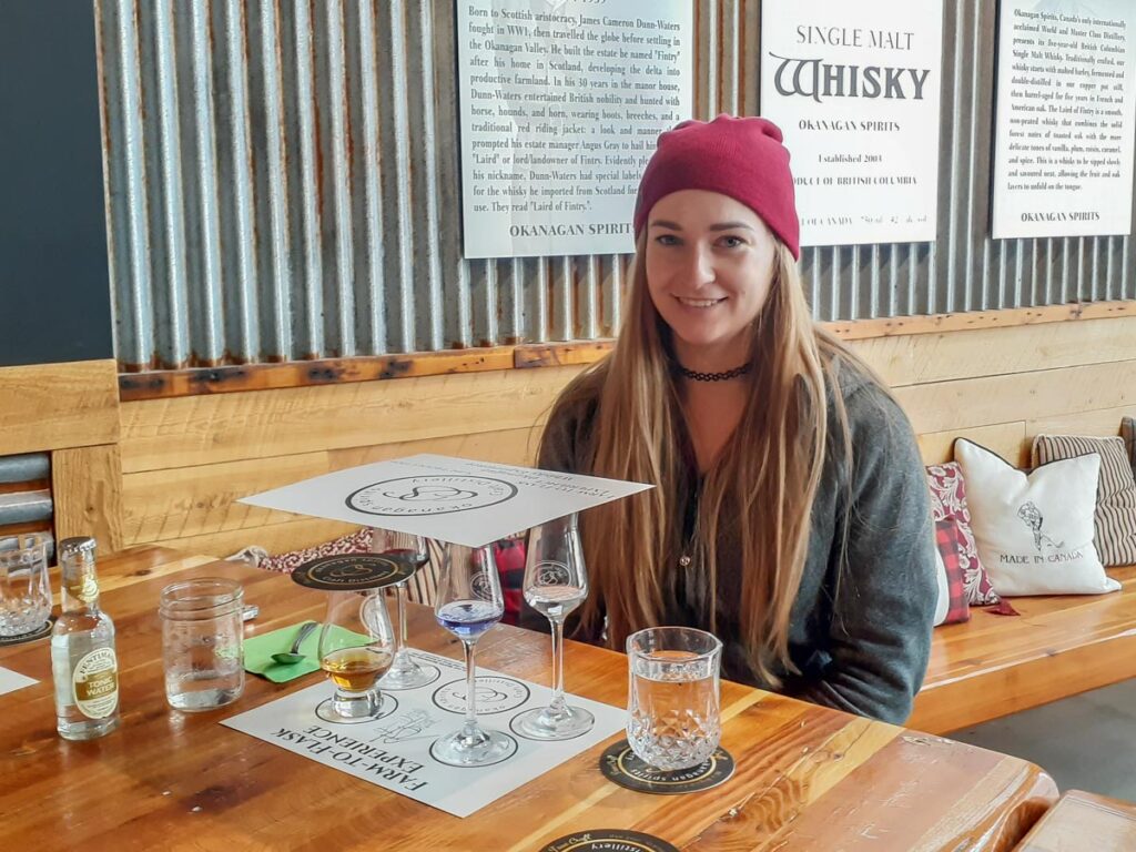 Tasting liquor at Okanagan Spirits 