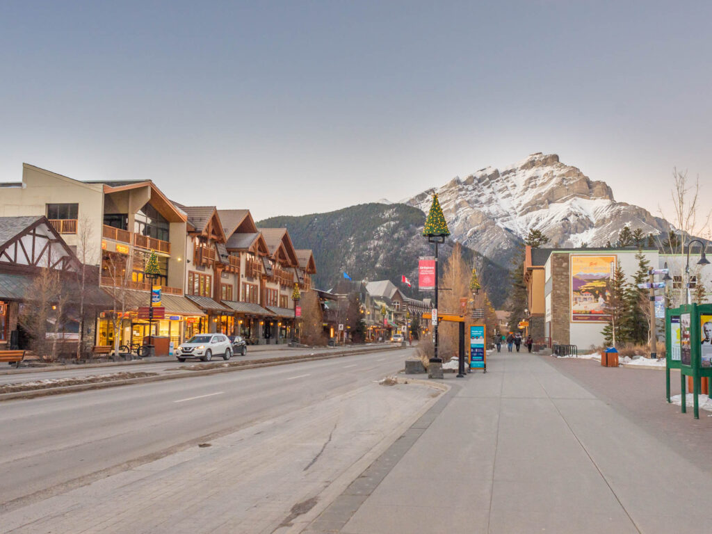 view os snow-covered Banff Ave