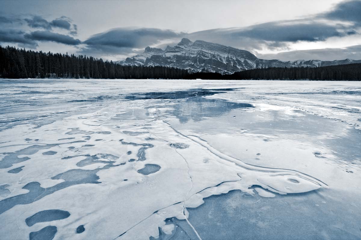 Two Jack Lake during winter in Banff