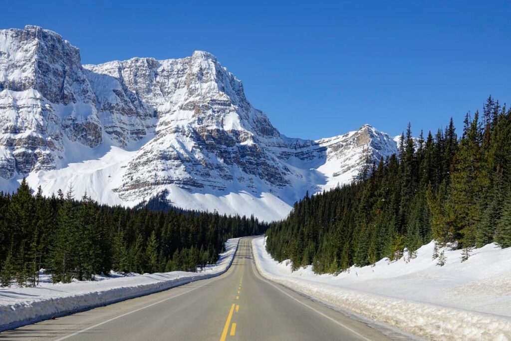 Icefields Parkway in winter