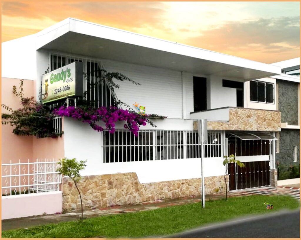 the outside of Gaudys Eco Hotel in San Jose, Costa Rica