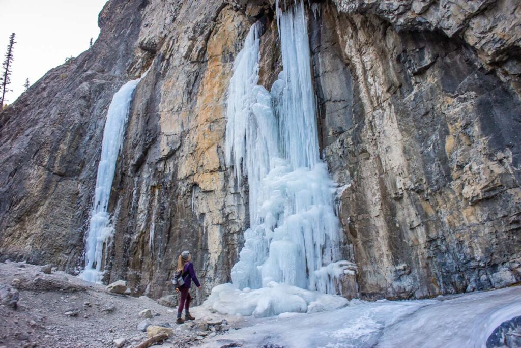 Frozen waterfall in Grotto Canyon