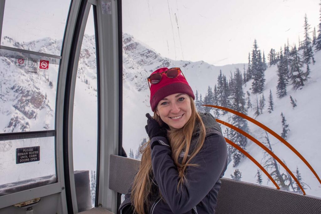 Bailey from Destinationless Travel on the Golden gondola