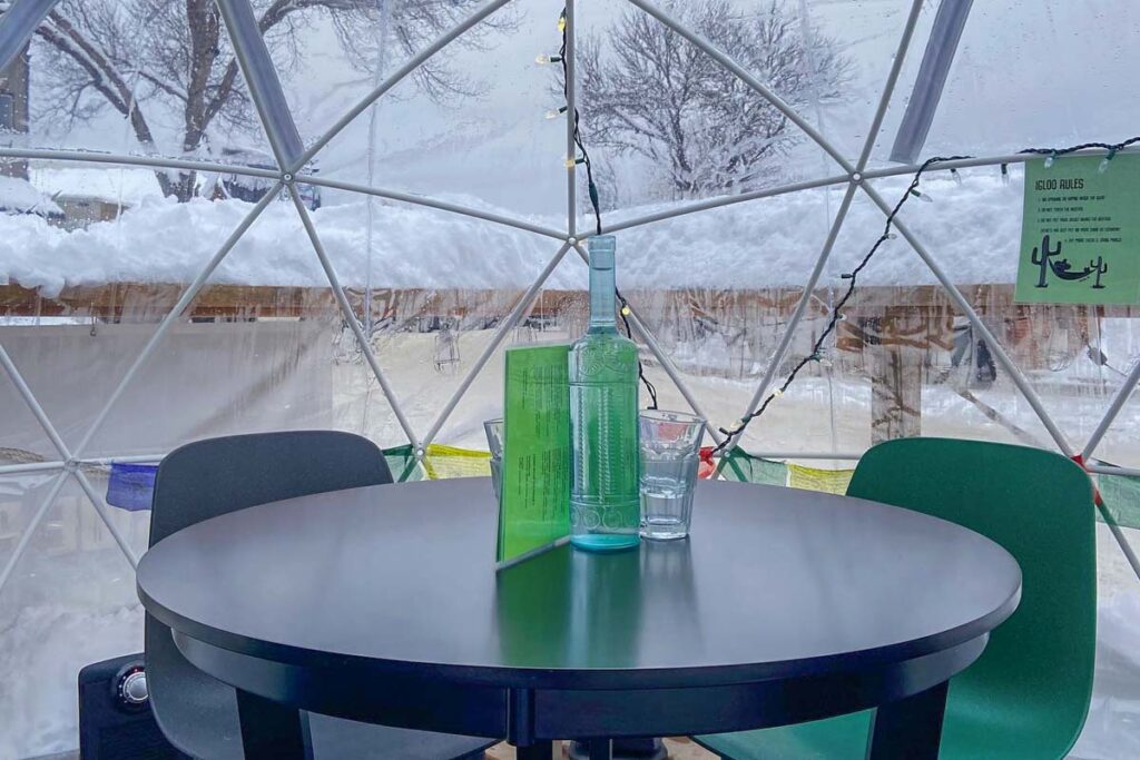 An igloo at Reposados Tacos and Tequila