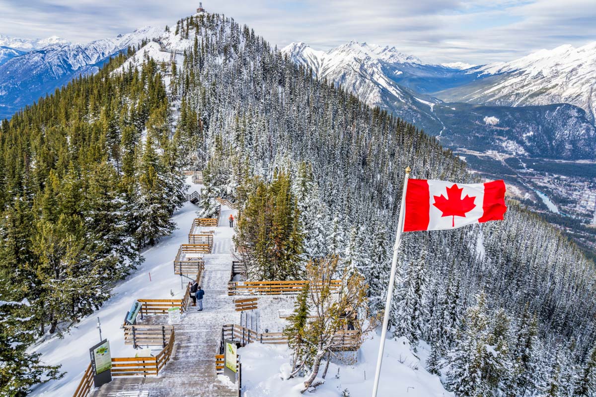 Sulphur Mountain in winter in Banff