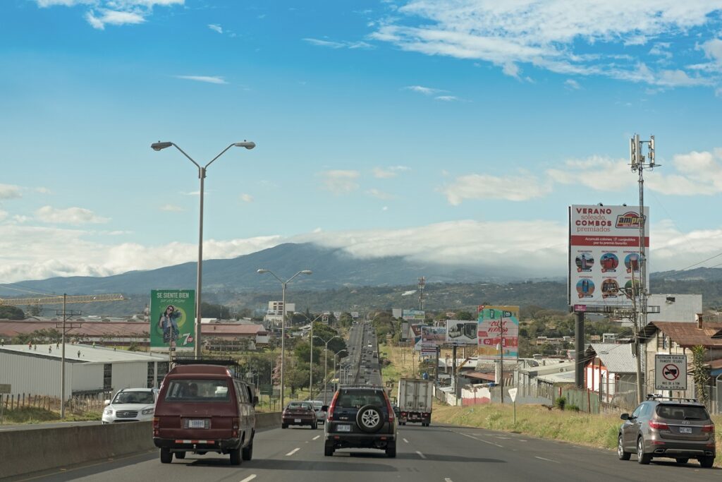 view of a road near the international airport in San Jose, Costa Rica