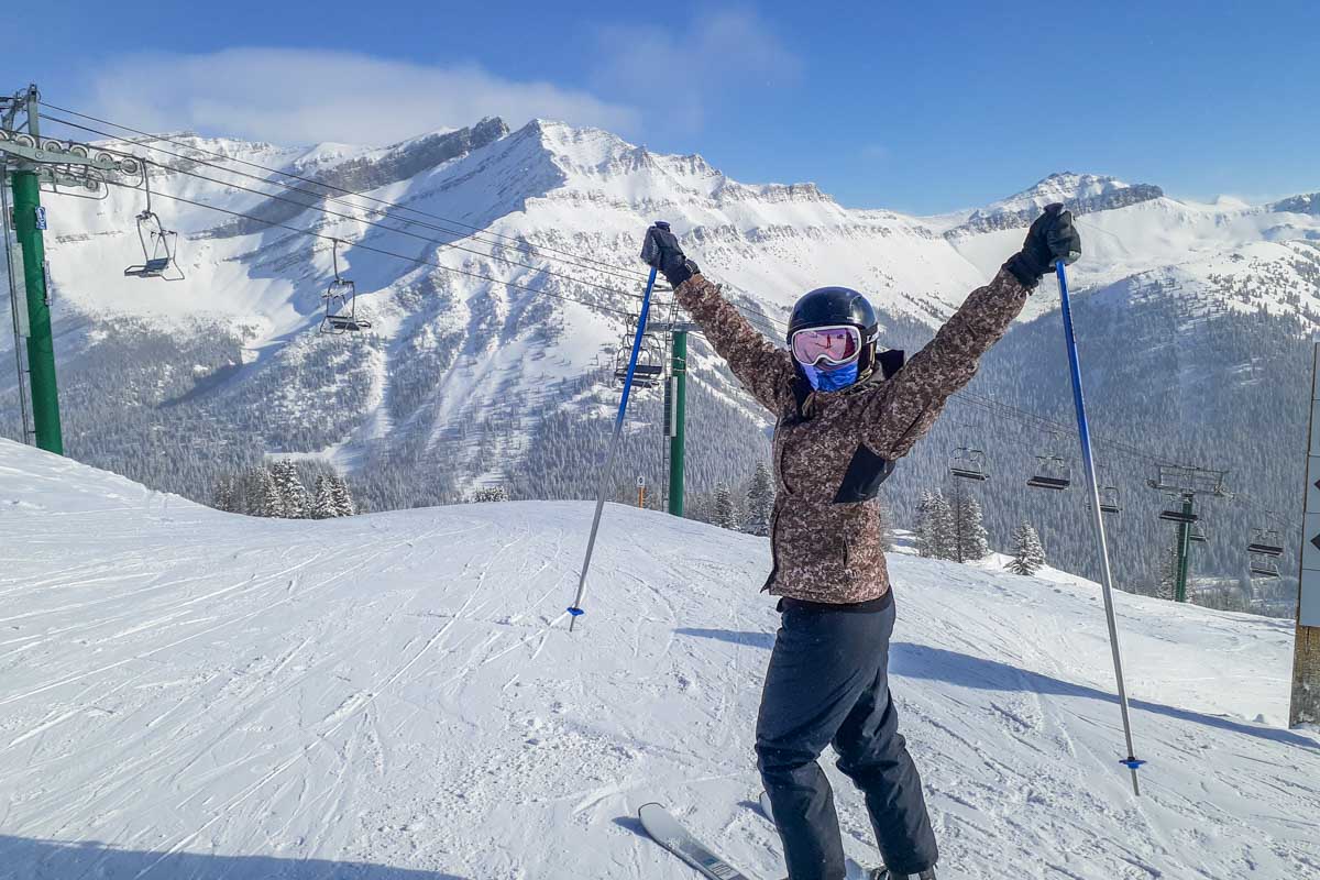 Bailey at the top of Lake Louise Ski Resort