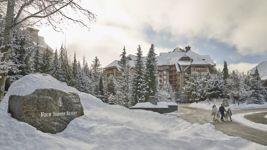 Outside of the Four Seasons Resort in Whistler in Decemebr