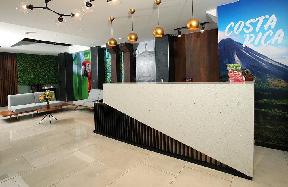 The lobby at Hotel Cultural Plaza in San Jose, Costa Rica