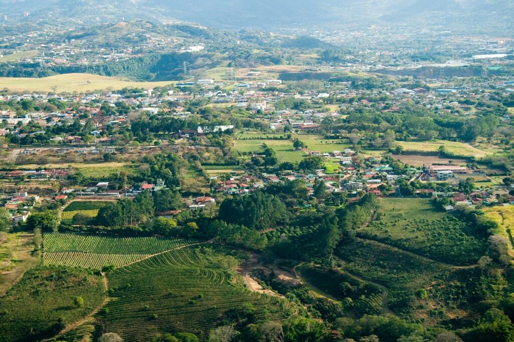 aerial view of the outter area of San Jose, Costa Rica