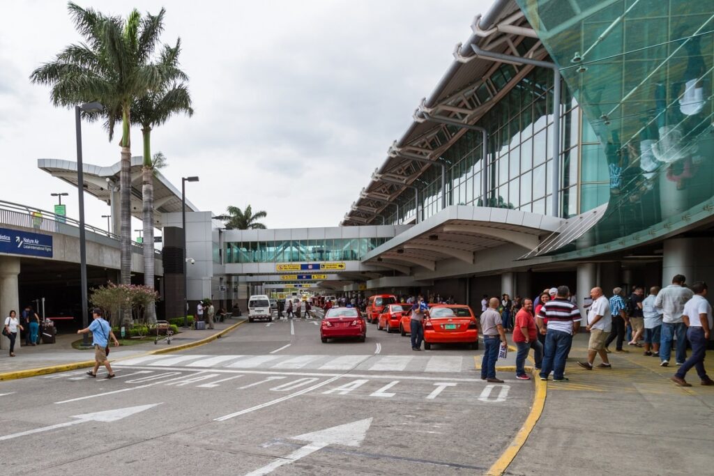 the outside of the international airport in San Jose, Costa Rica