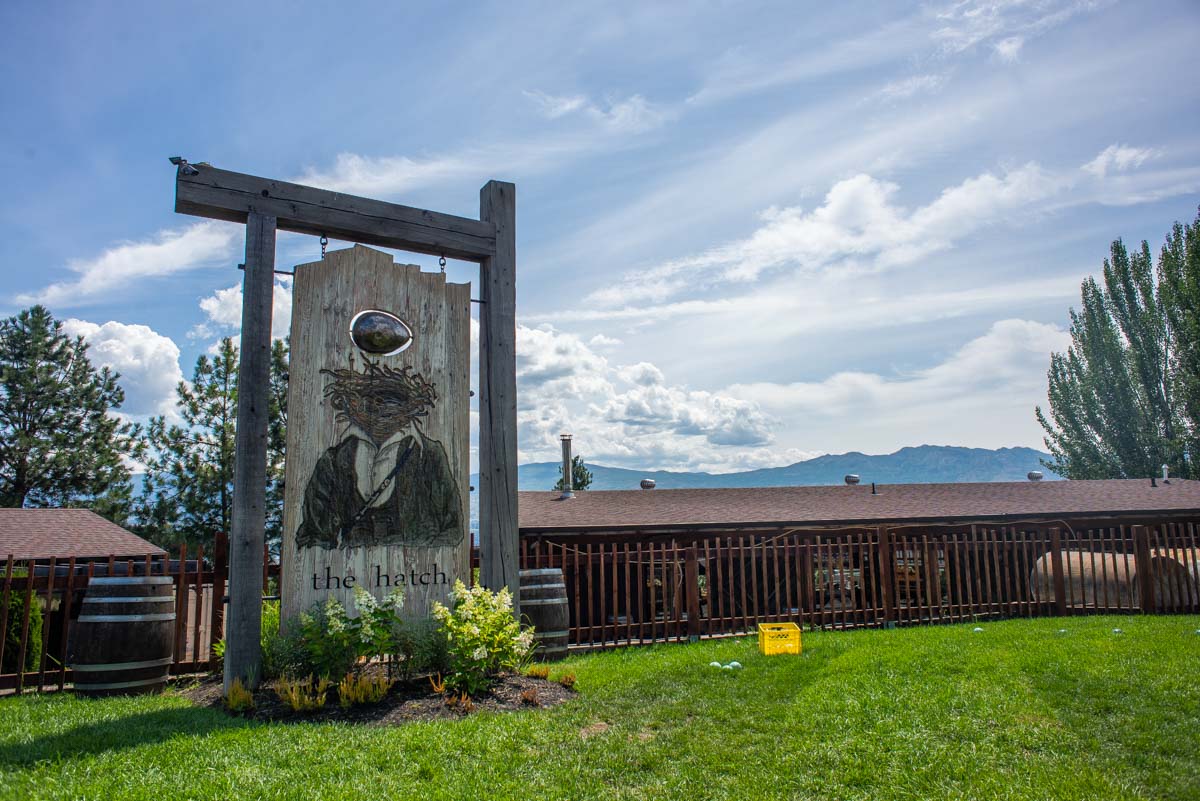 The front of The Hatch winery in Kelowna