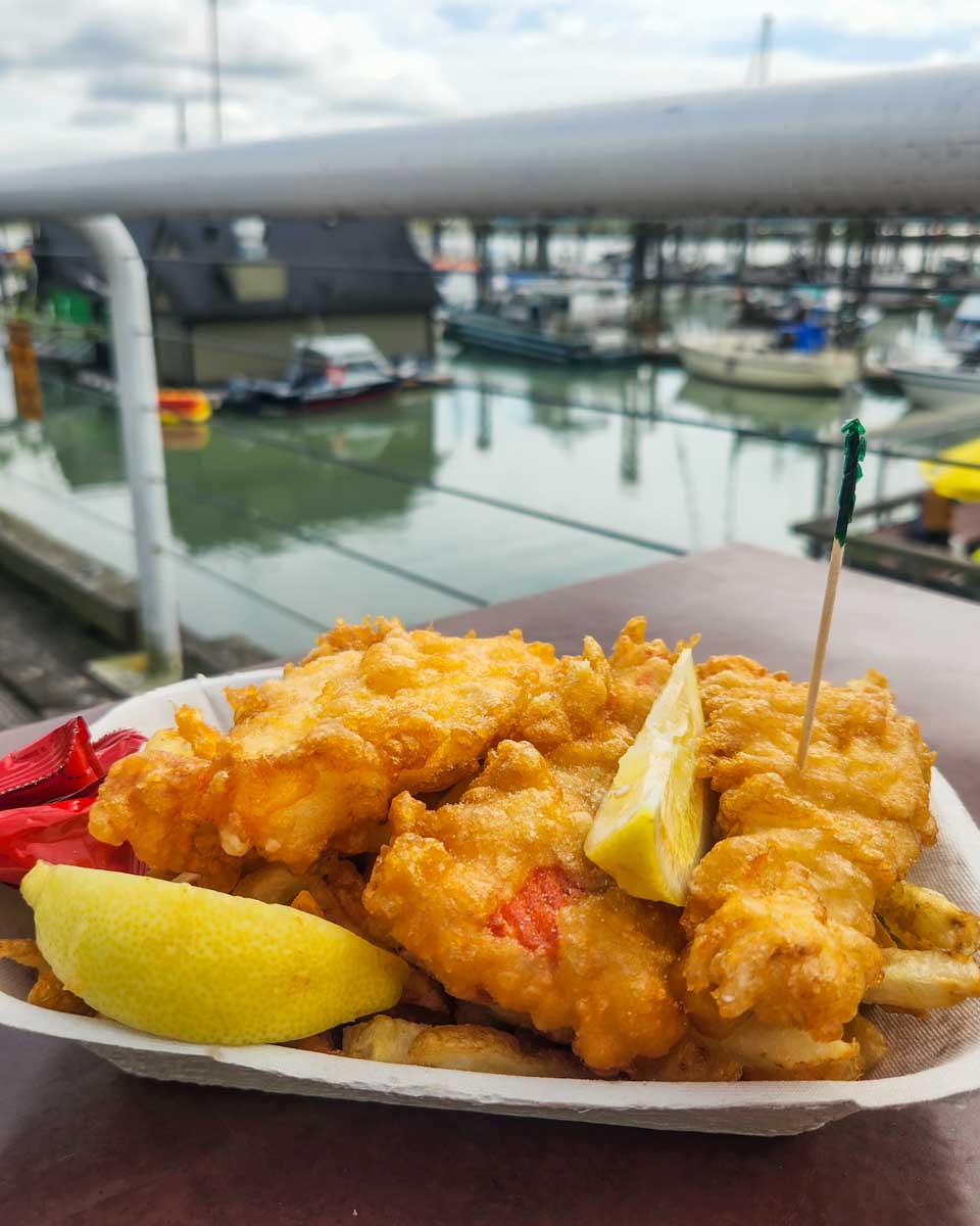 Pakos fish and chips at Steveston Fisherman's Wharf in Vancouve