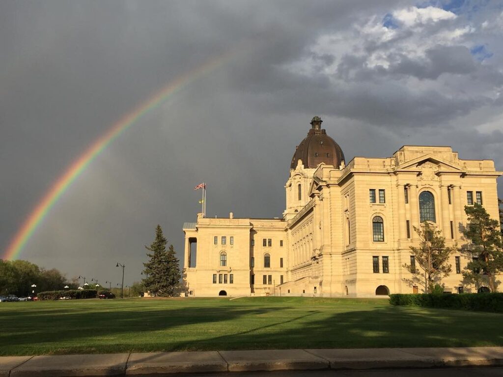 outside of the Saskatchewan Legislature Building in Regina
