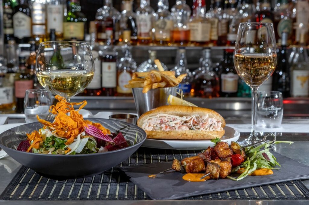 a sandwich and salad prepared by the Bearfoot Bistro in Whistler