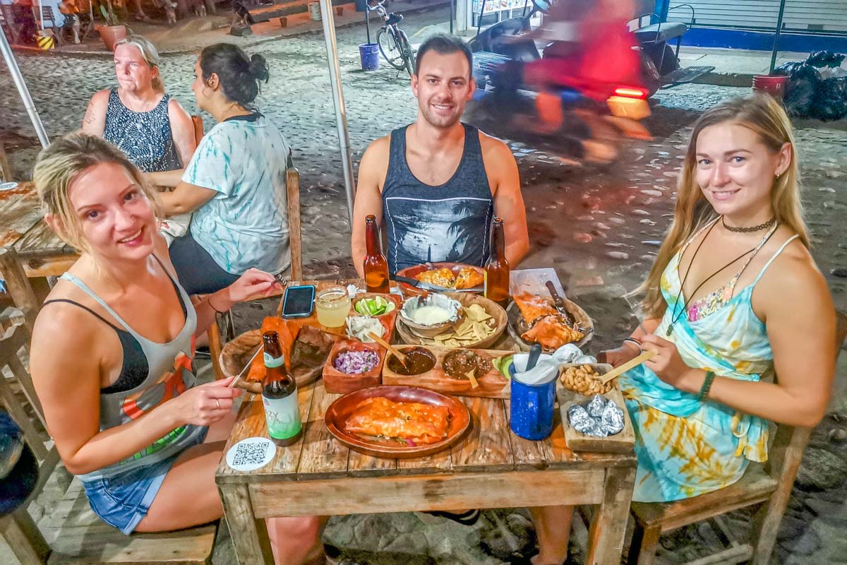 Eating our cheese burrito at El Itacate, Sayulita