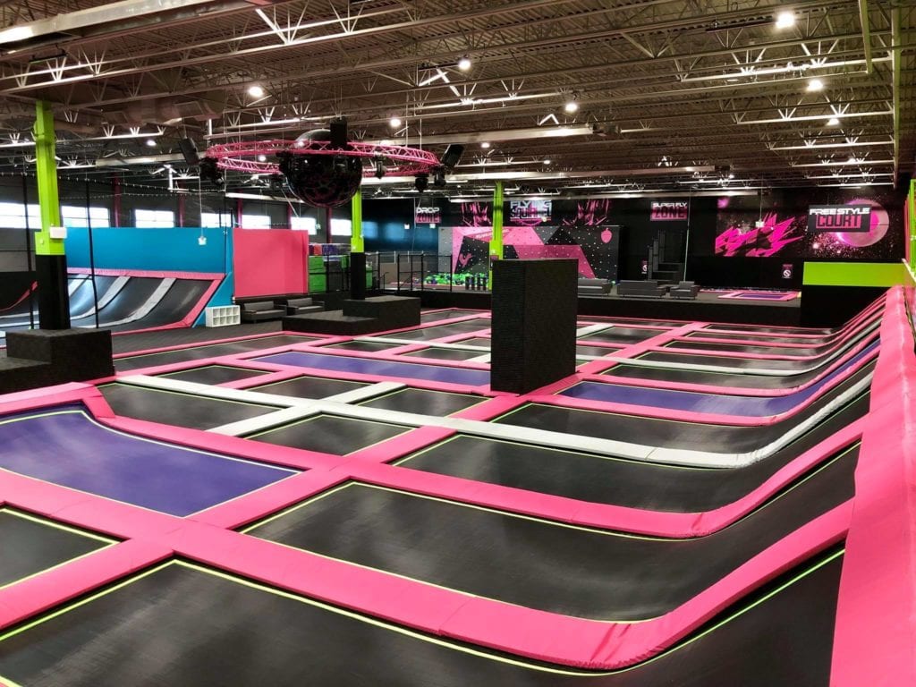 the trampolines at the Flying Squirrel in South Calgary