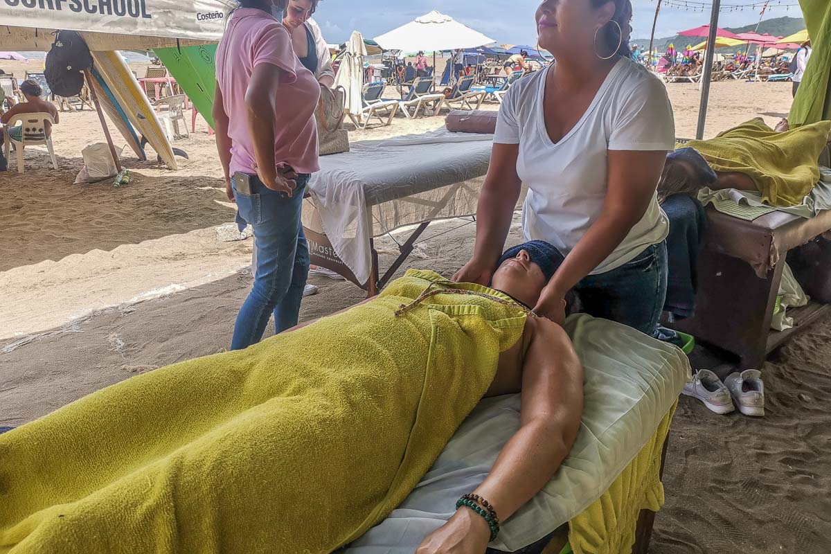 Getting a massage on the beach in Sayulita, Mexico