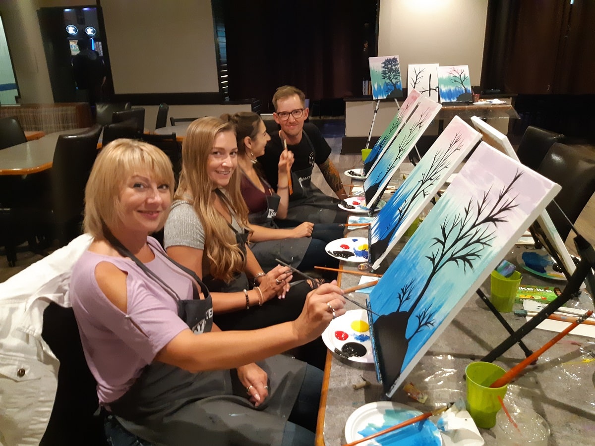 group at a paint night in Edmonton