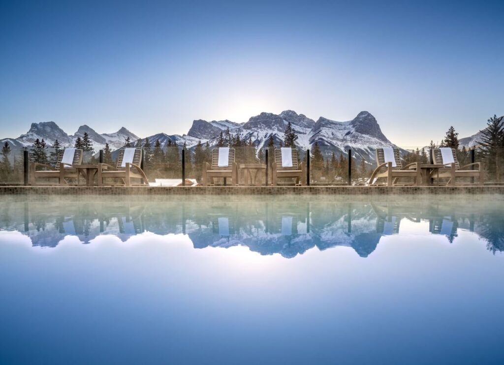 the beautiful pool at the Malcolm Hotel in Canmore