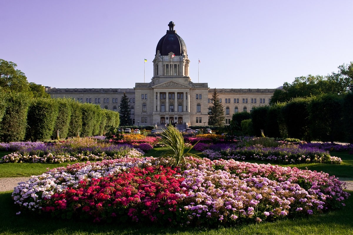the outside of the Saskatchewan Legislature building in Regina