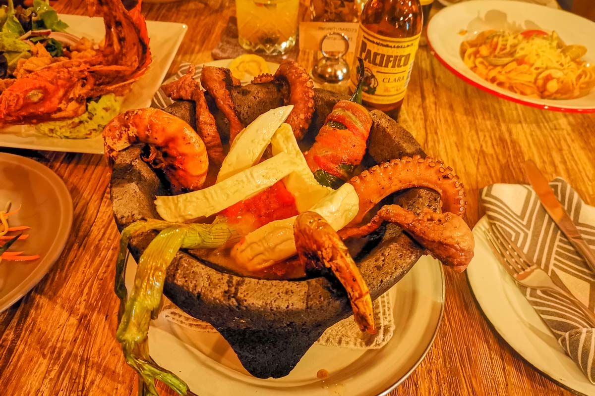 A seafood molcajete at Barracuda in San Pancho