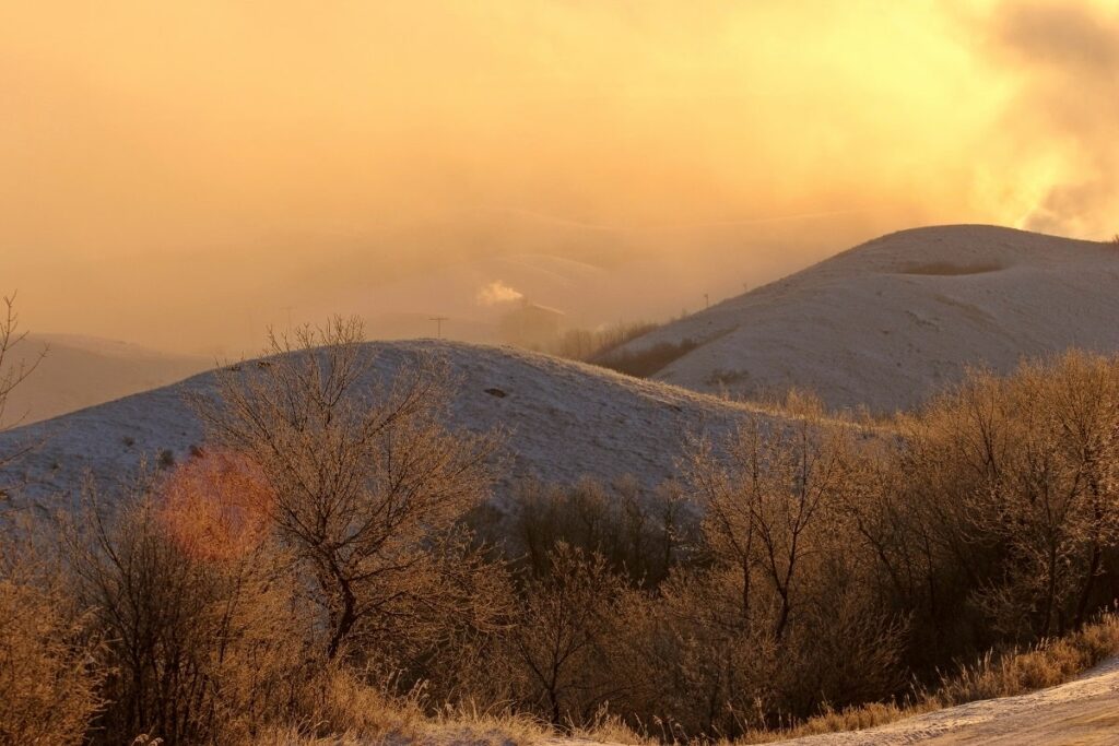 a sunrise over the hills in Buffalo Provinical Park