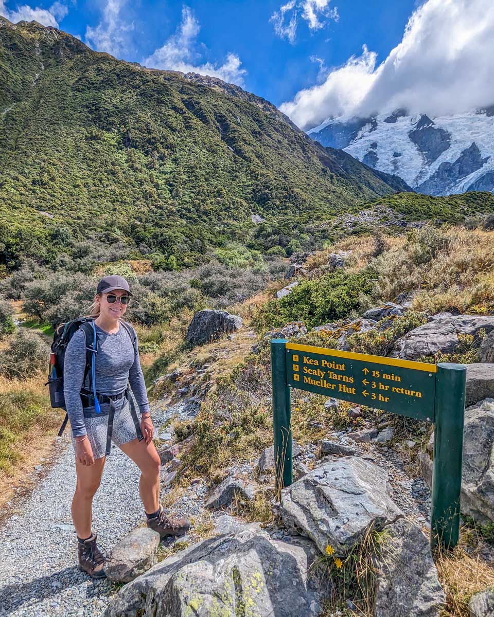 Bailey at the start of the Mueller Hut Route