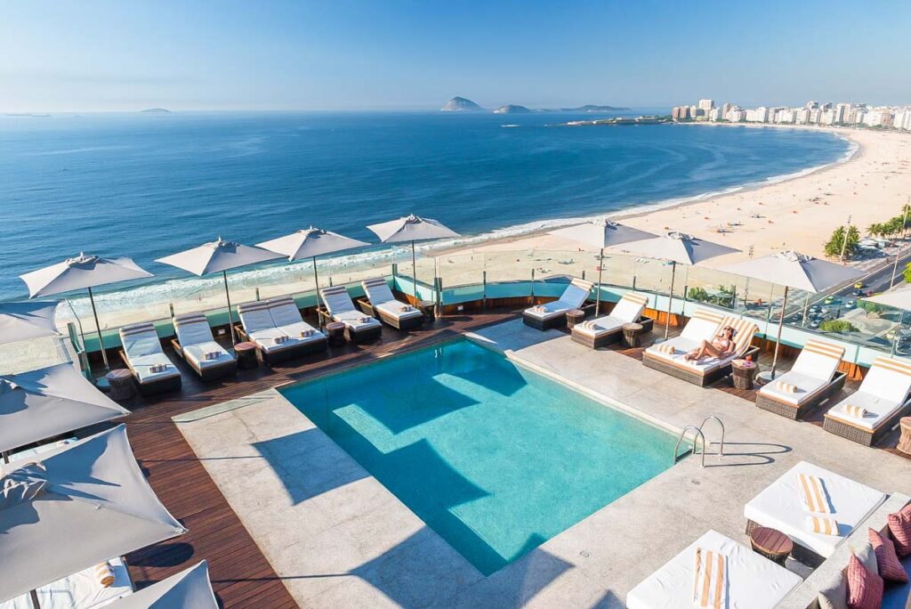 The view of the pool and Copacabana Beach at PortoBay Rio de Janeiro
