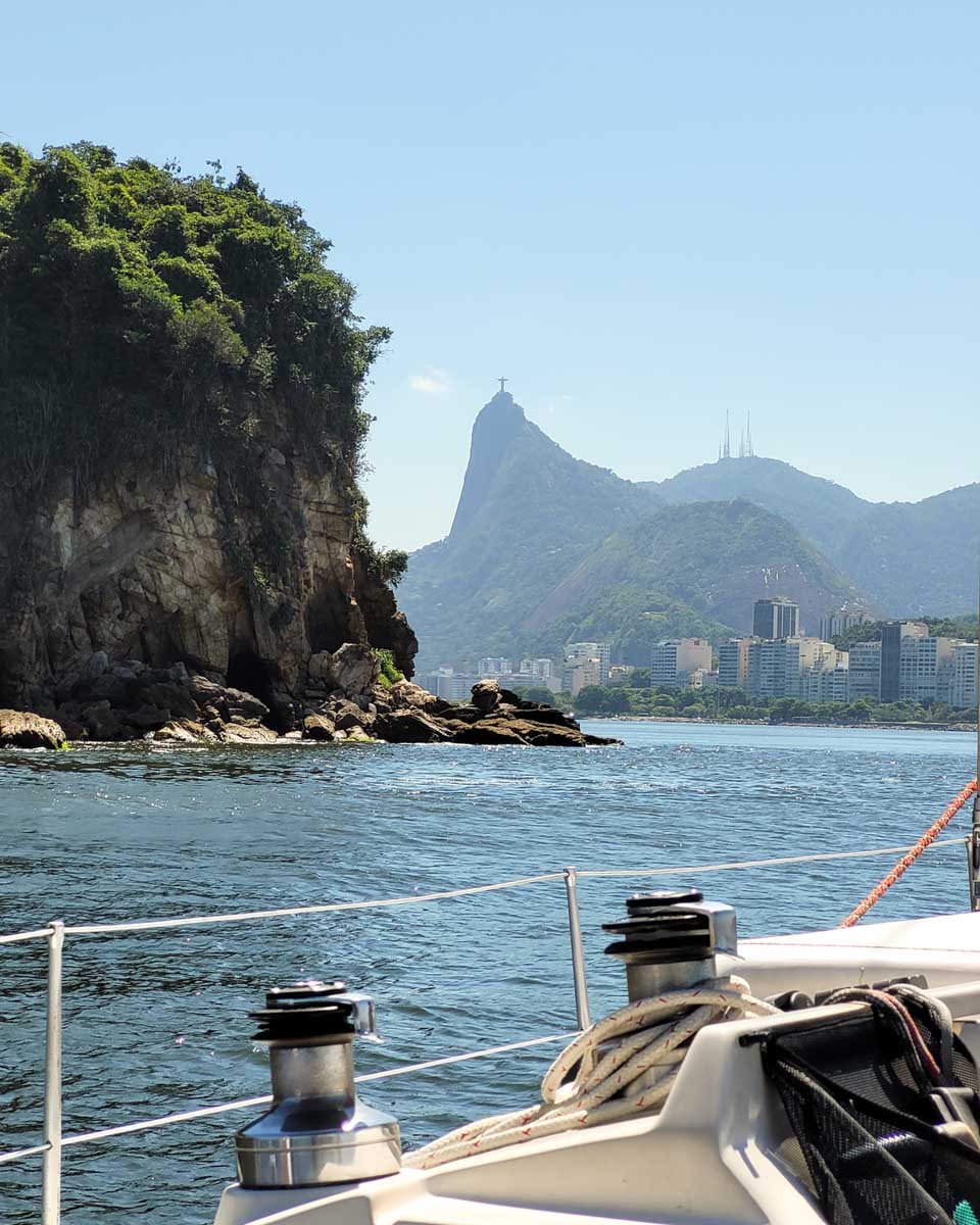 The view from a sailboat of Rio De Janeiro, Brazil