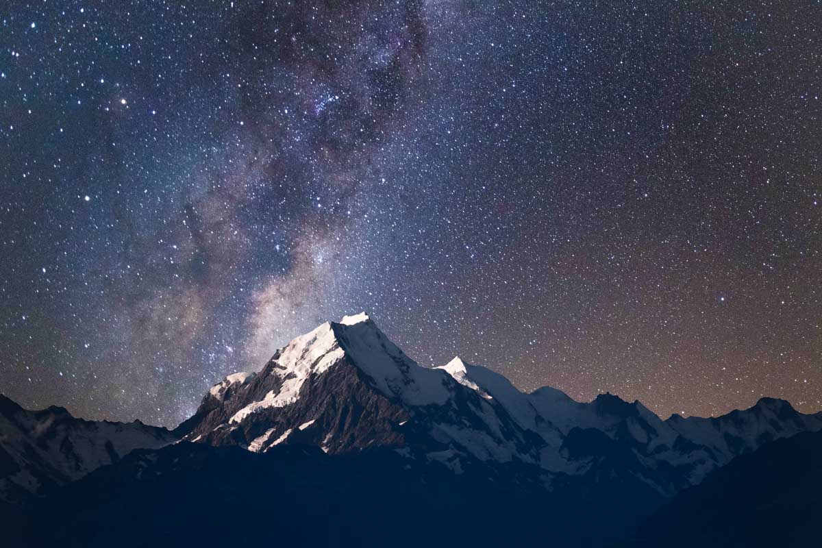 The Milky Way over Mount Cook in New Zealand
