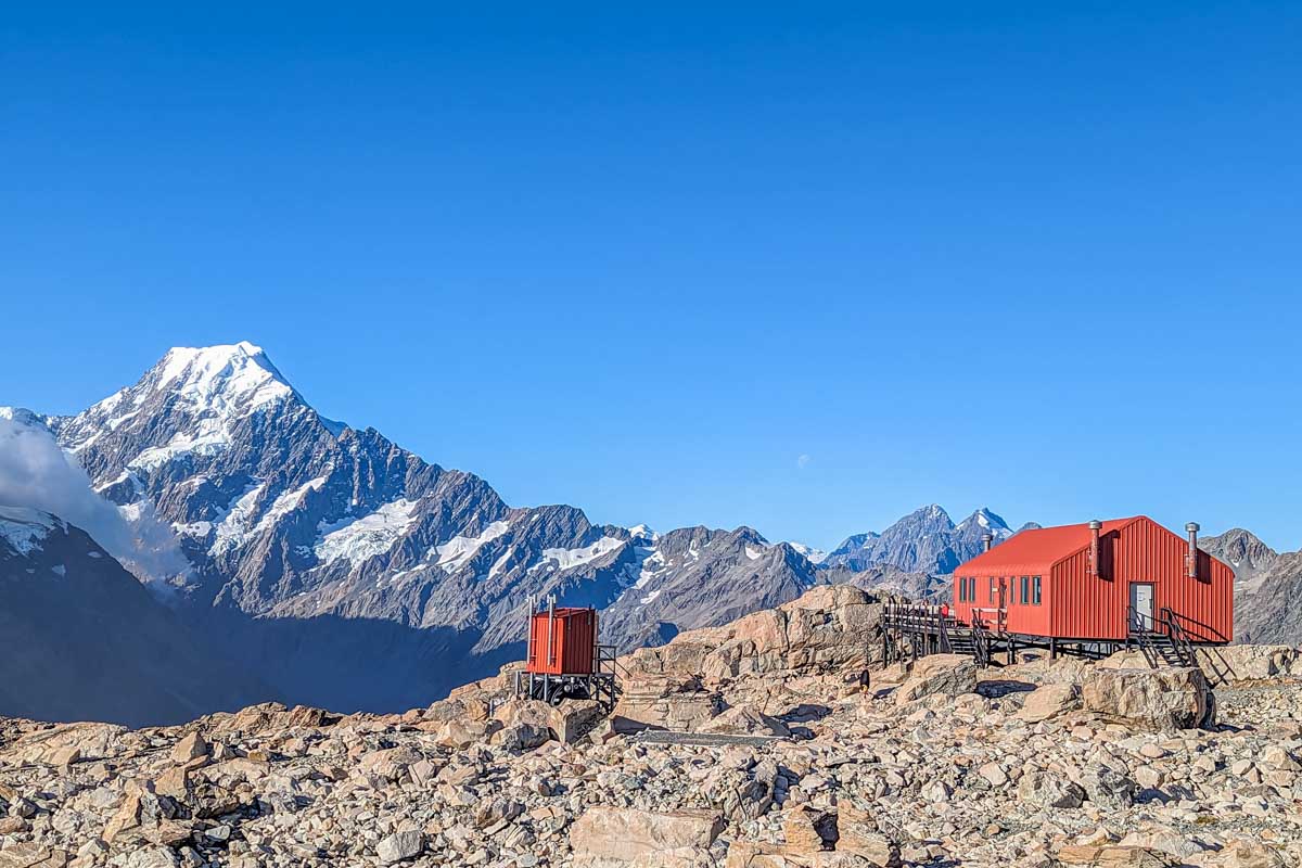 The Mueller Hut with views of Mount Cook