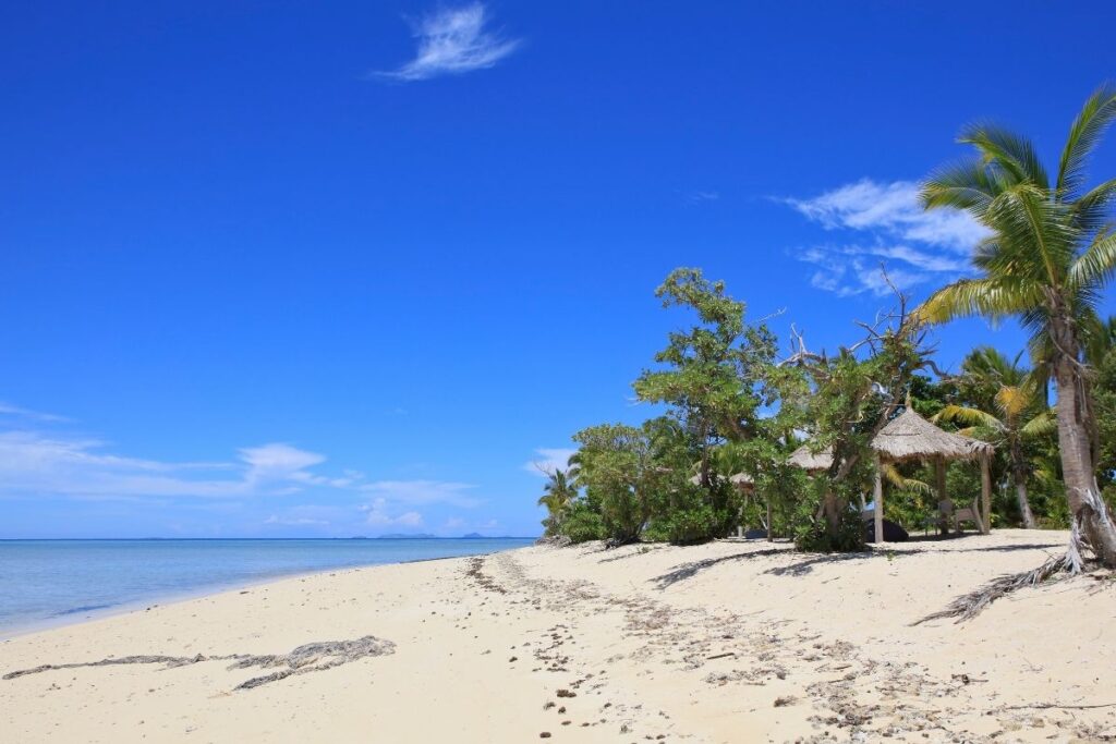Tivua Island in Fiji on a sunny clear sky day