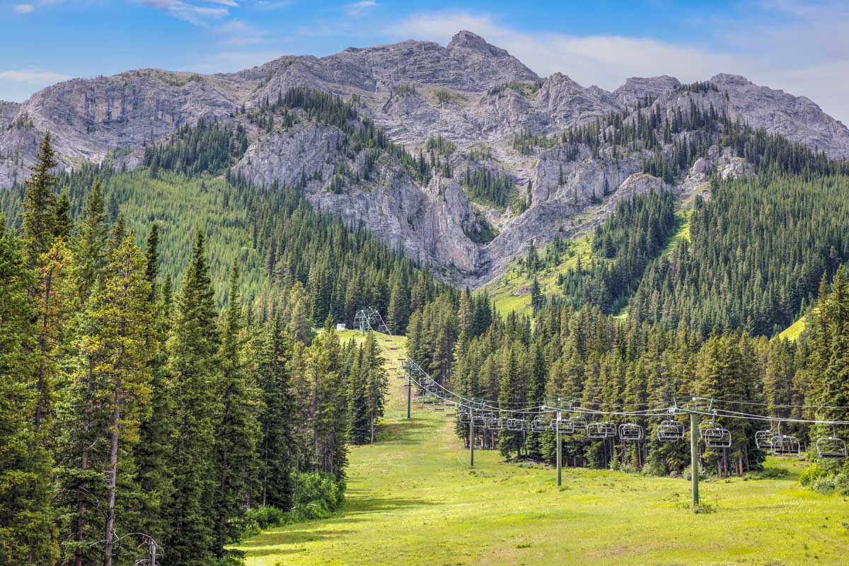 View from the bottom of the Mt Norquay Gondola looking up at Mt Norquay