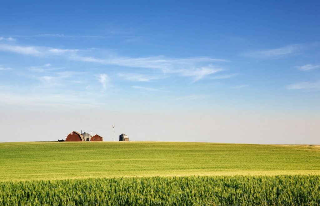 views of a farm from the road in saskatchewan