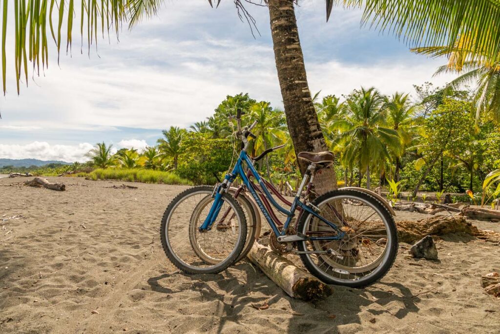 rental bikes at Playa Plataneres, Puerto Jimenez
