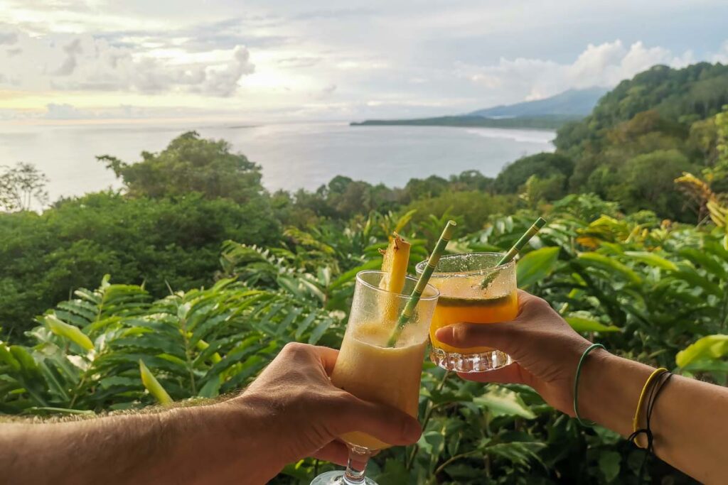 Sunset drinks at La Cusinga Lodge in Uvota, Costa Rica