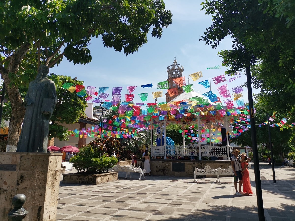 the central plaza in downtown Puerto Vallarta