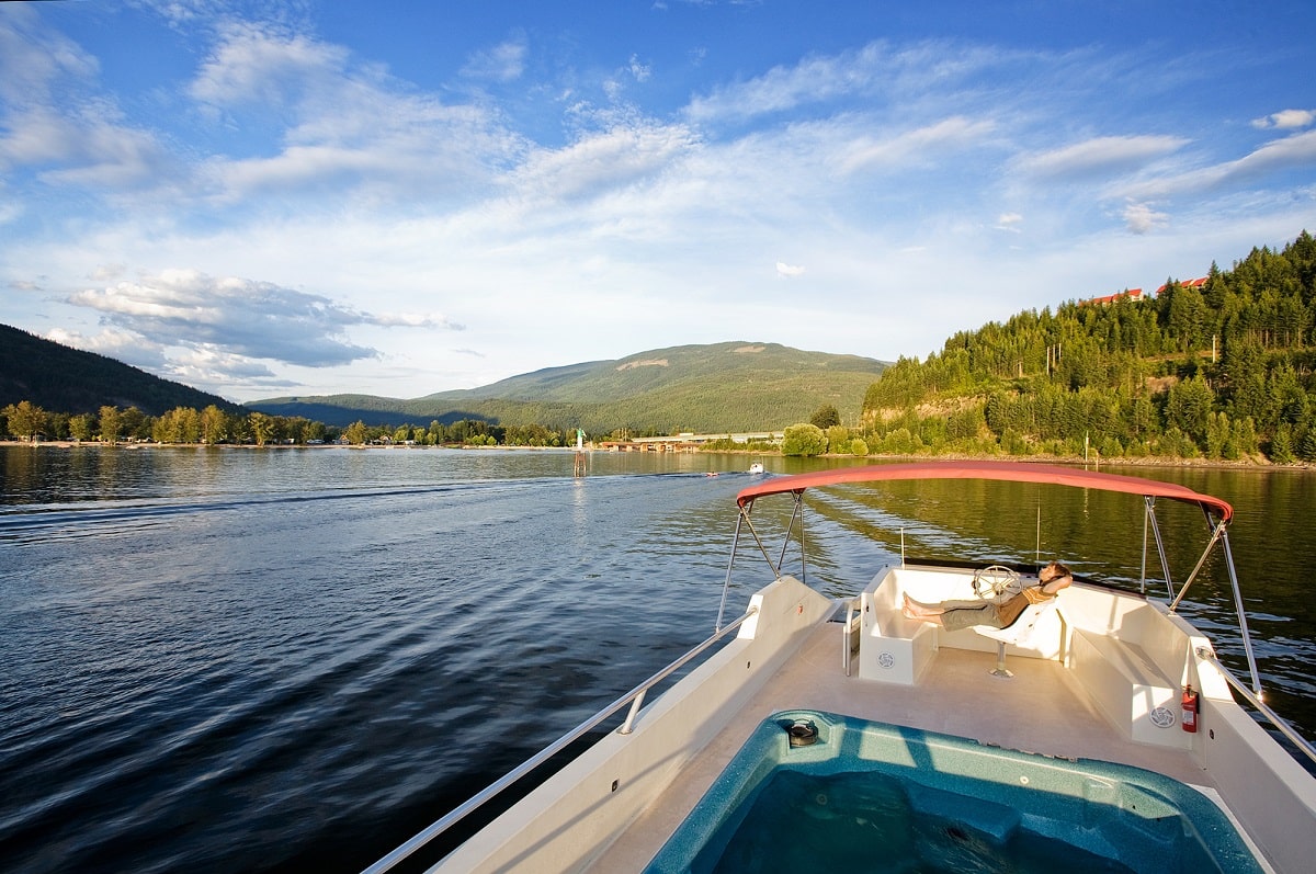 a houseboat hot tub on Shuswap lake near Sicamous, BC