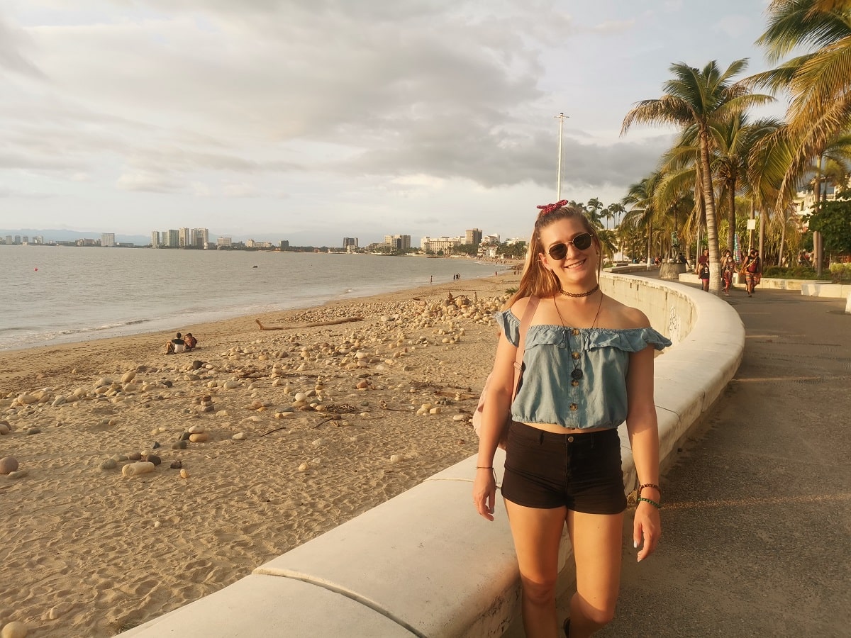 woman standing at the malecon in Puerto Vallarta