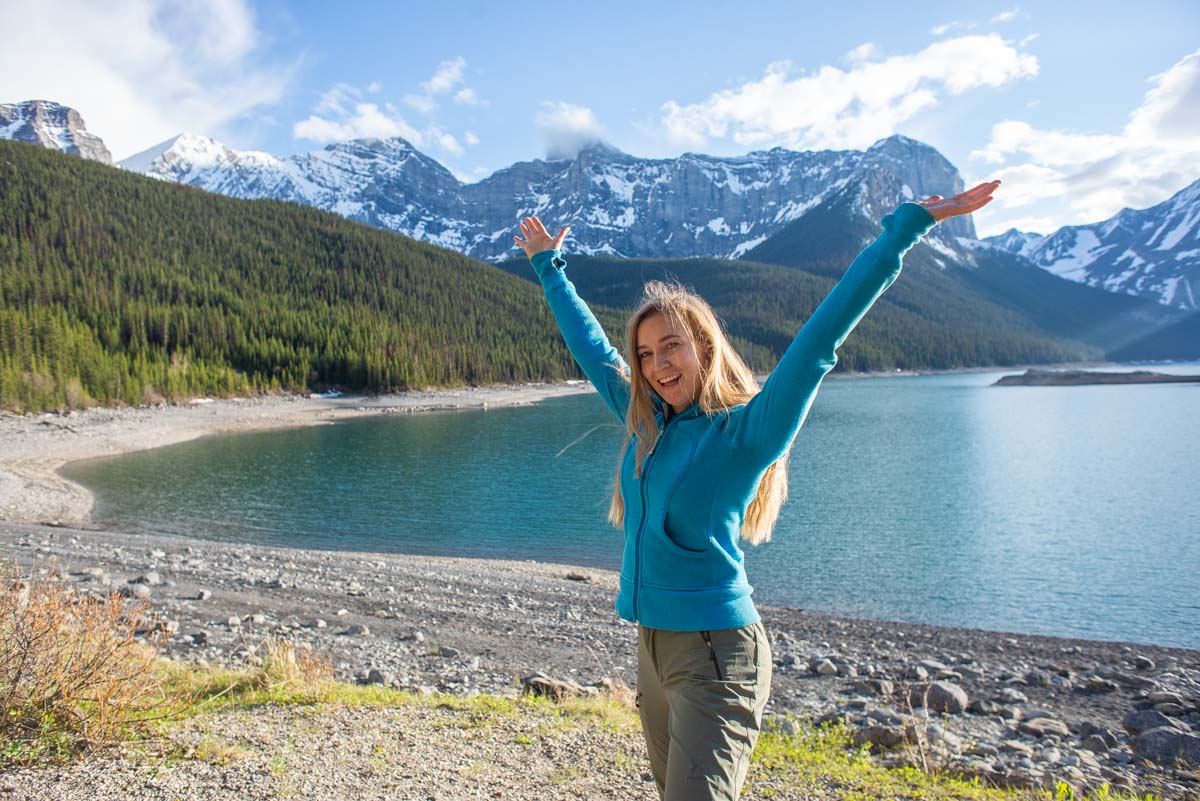 Bailey poses for a photo at Upper Kananaskis Lake