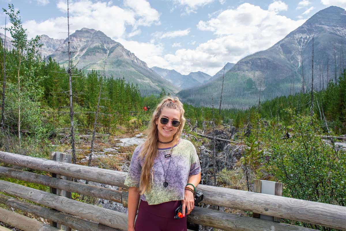 woman standing at a viewpoint in Kootenay National Park