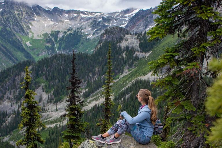 Sitting on a viewpoint in Mount Revelstoke National park